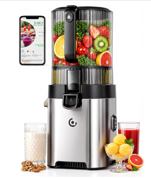 AMZCHEF 3 in 1 Cold Press Juicer With 6.5 Inch Feed Chute, model UL-ZM1939-SV